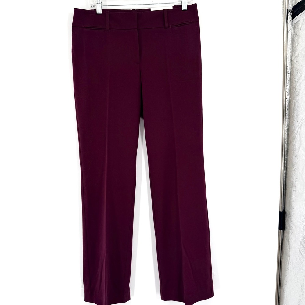 Ann Taylor LOFT Original Straight Leg Trousers Burgundy Plum Size 8 Career